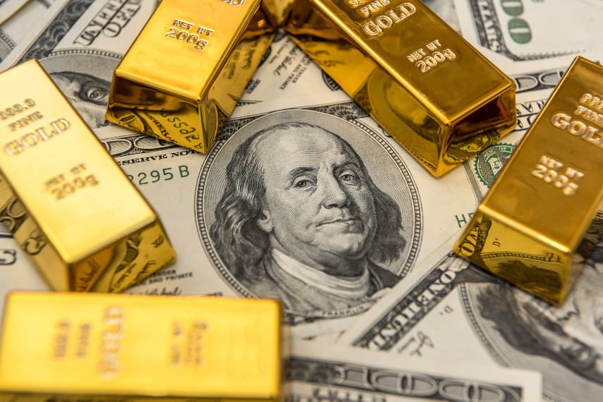 gold coins and $100 bills