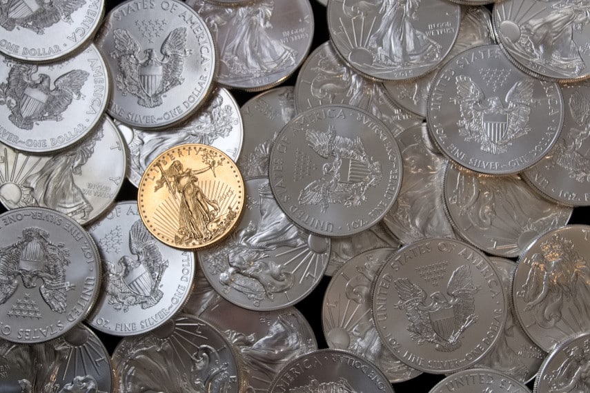 gold and silver coins