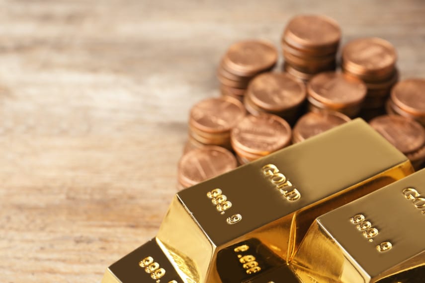 gold bars and gold coins