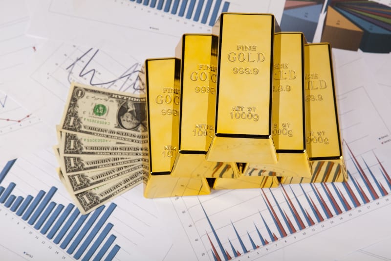 gold bars on top of graphs